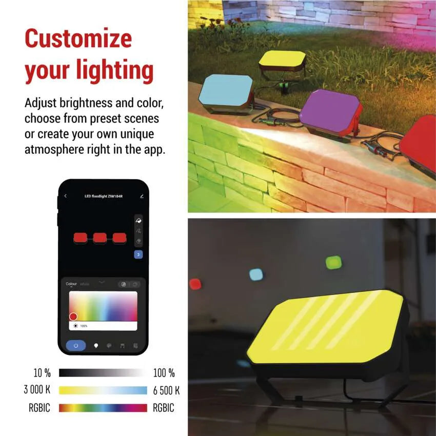 Set Lampi Smart Exterior de Gradina 14W 990lm Multicolor RGB IC+CCT Cablu 9m Music Sync Wifi si Aplicatie Tuya GoSmart